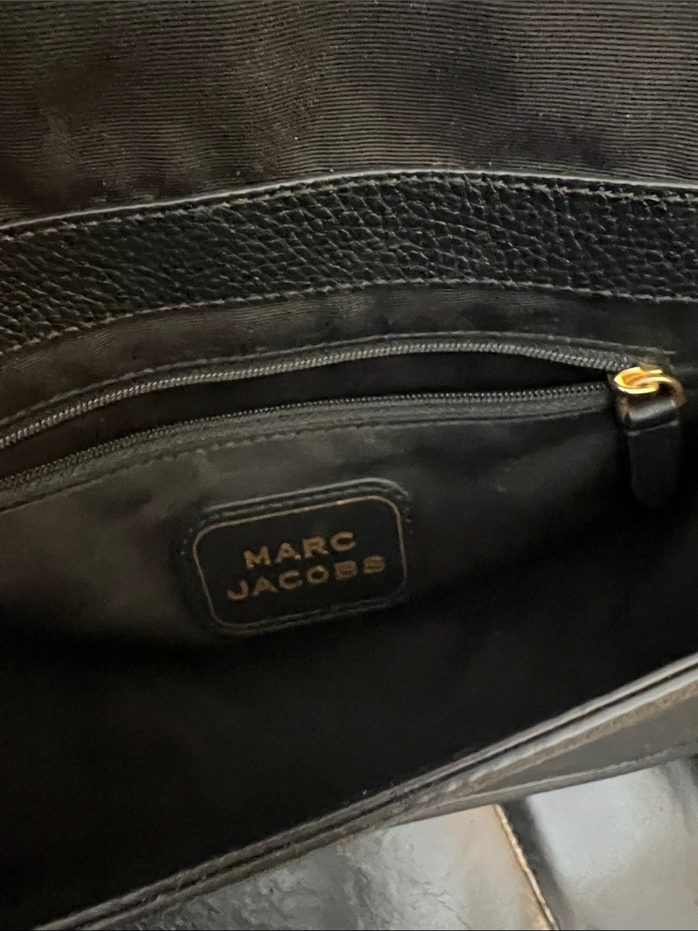 Marc Jacobs Black Leather Crossbody with Black-and-White Striped Strap - Picture 8 of 14